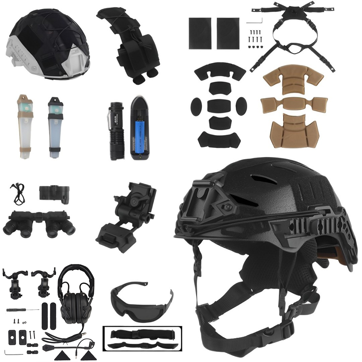 Outdoor Hunting Movies - Set Casco Tattico con Cuffie di