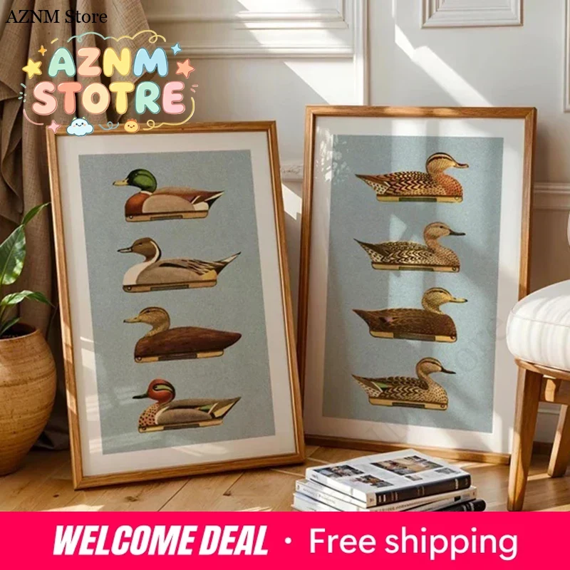 Outdoor Hunting Paintings - Stampe retrò di anatre, poster artistici
