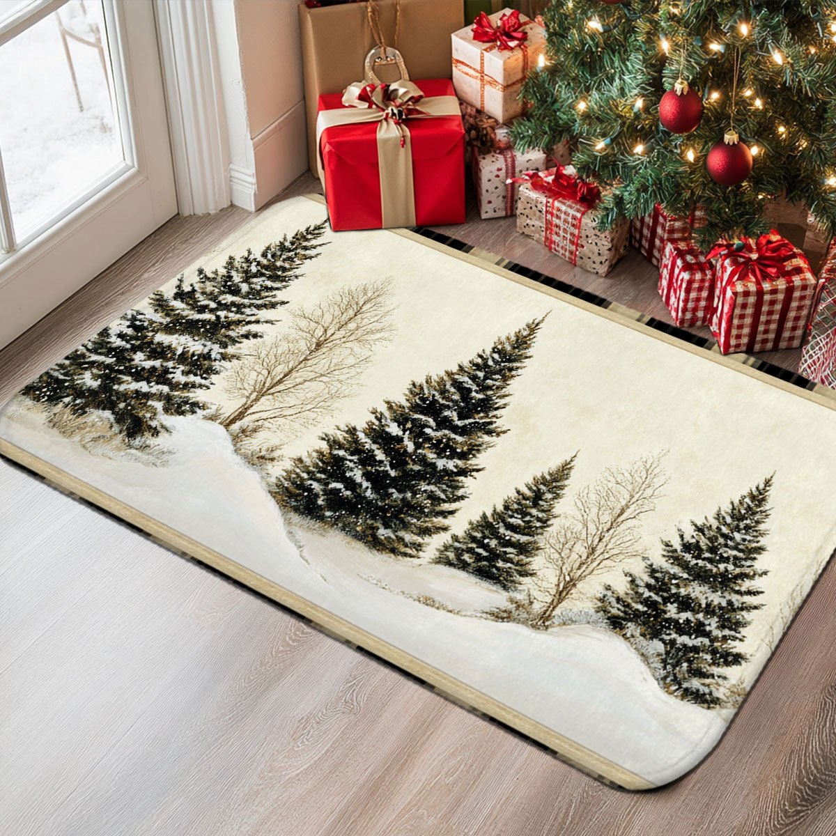 Hunting Outdoor Christmas Decorations - Tappeto Invernale Antiscivolo Lavabile con Motivo