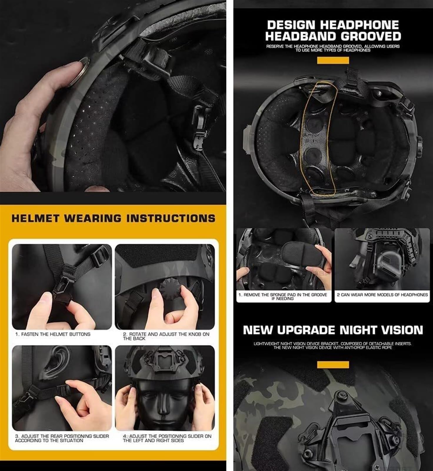 Set Casco Airsoft con Cuffie T - Outdoor Hunting Movies recensione e prezzo