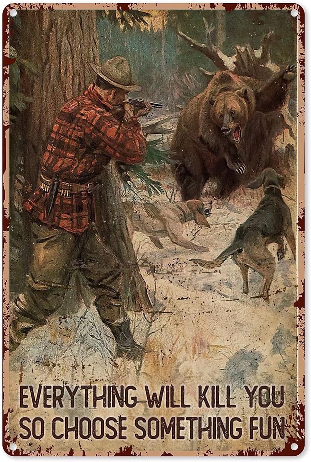 Targa in metallo con orso da c - Outdoor Hunting Paintings recensione e prezzo